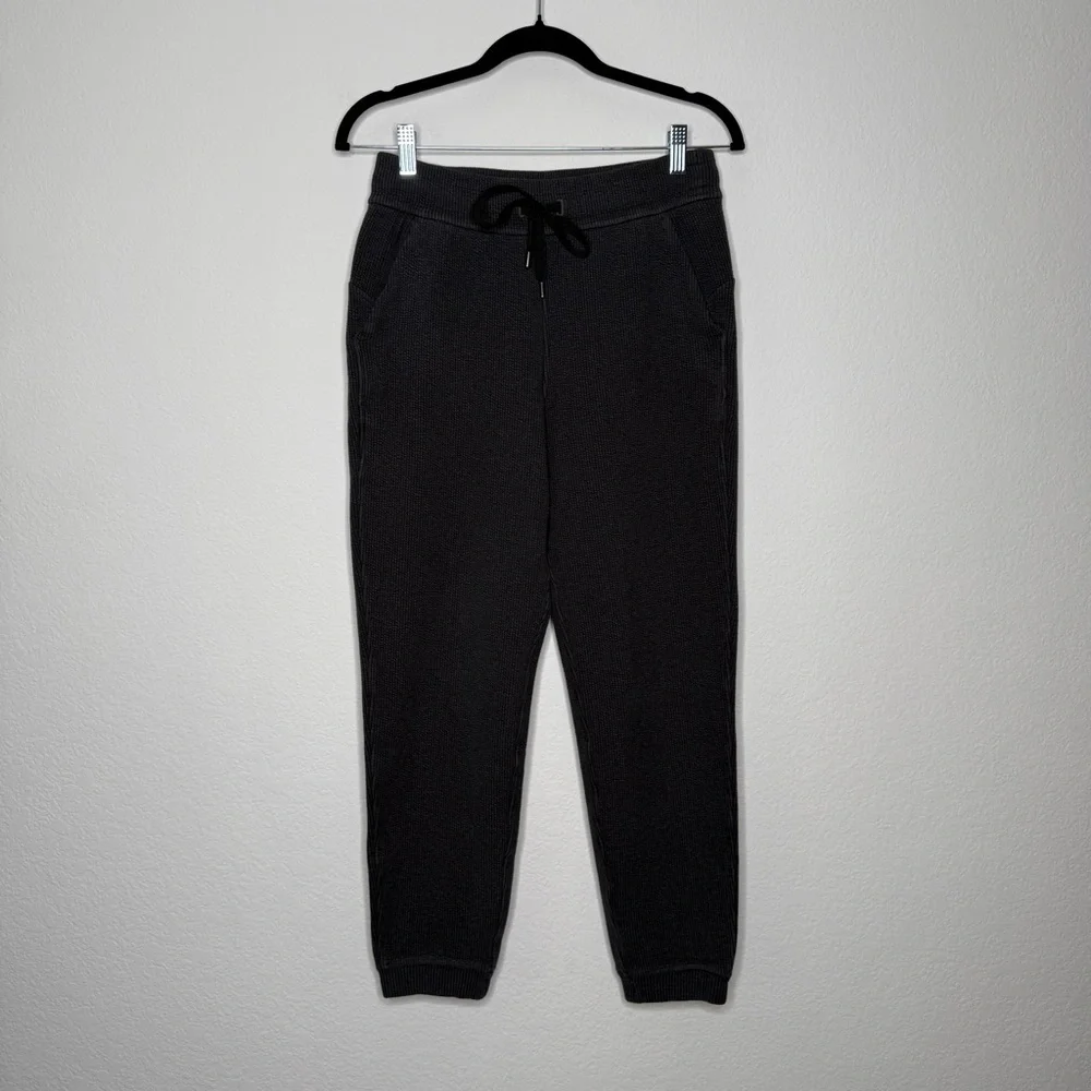 Lululemon Ribbed High Rise Joggers Gray Drawstring Pockets 25